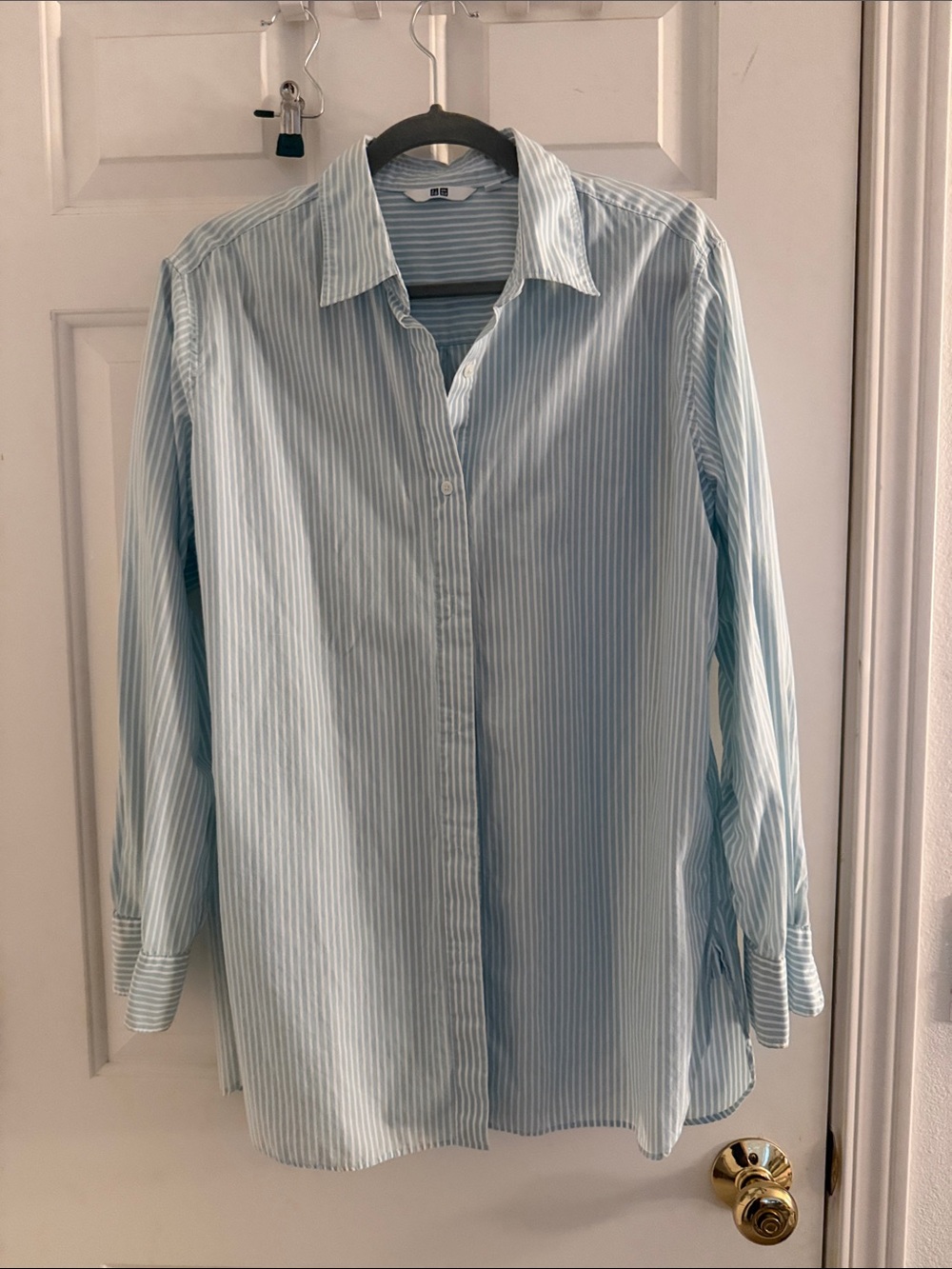 Uniqlo Light green Striped Button-Down Shirt